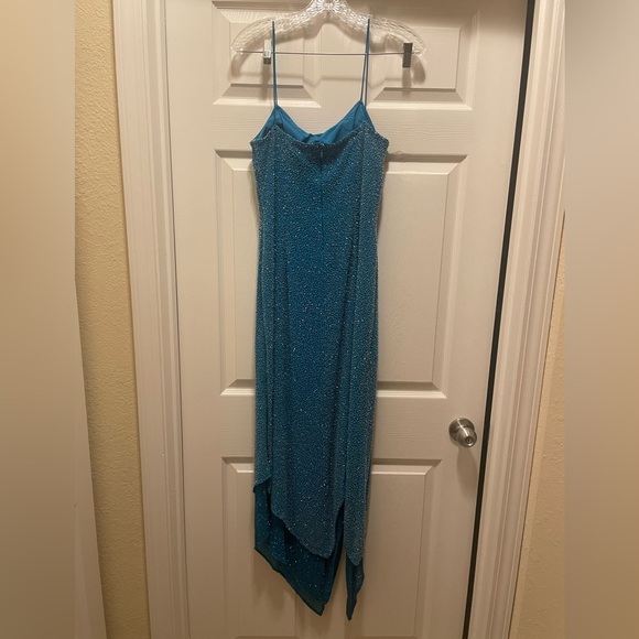 Vintage Je Matadi Fully Beaded Silk High Low Gown Size M - Picture 7 of 14